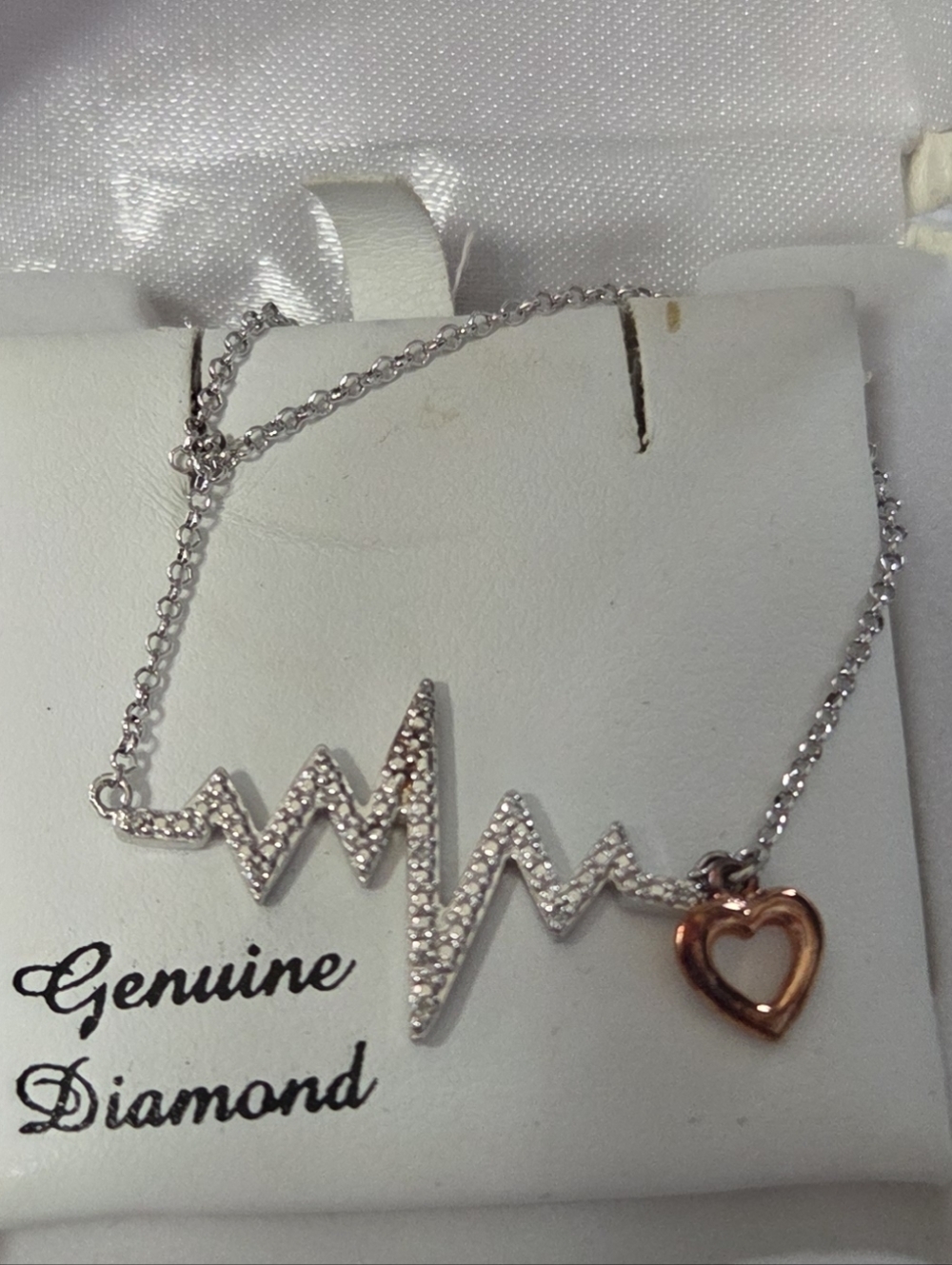 Sterling Heartbeat Diamond Necklace- NWT